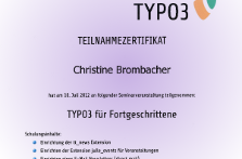 Kurszertifikat Typo3 für Fortgeschrittene Christine Brombacher