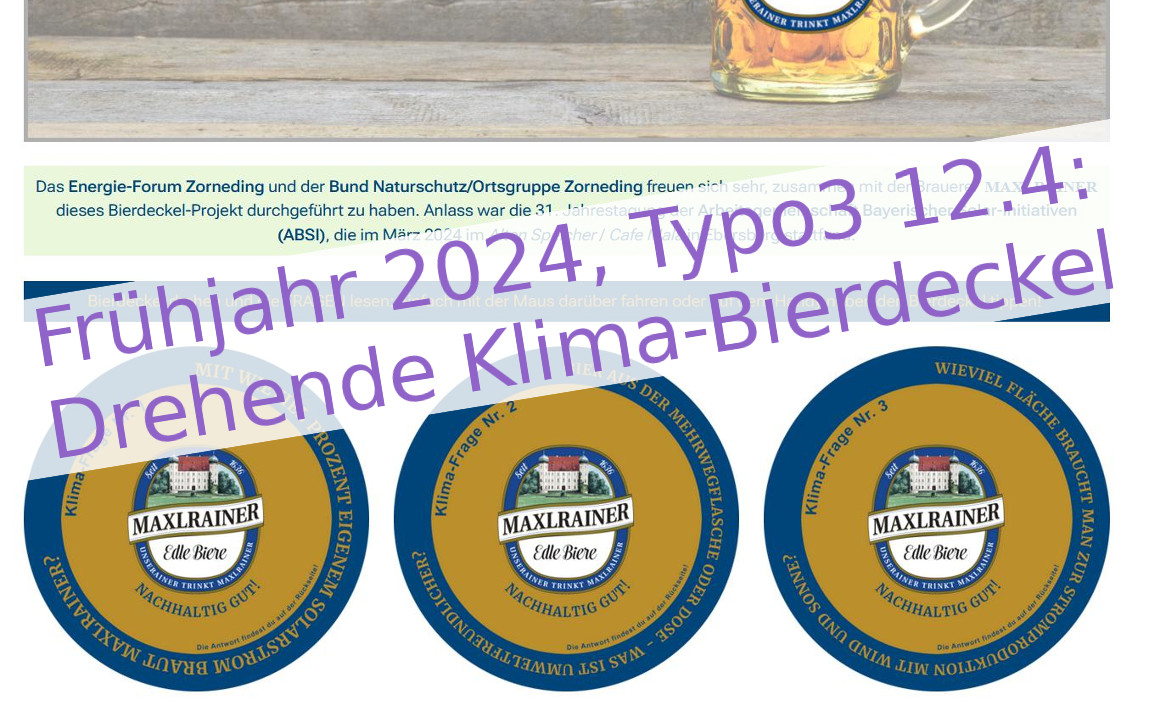 Website Klima-Bierdeckel 2024 von EFZ und BUND Naturschutz Zorneding